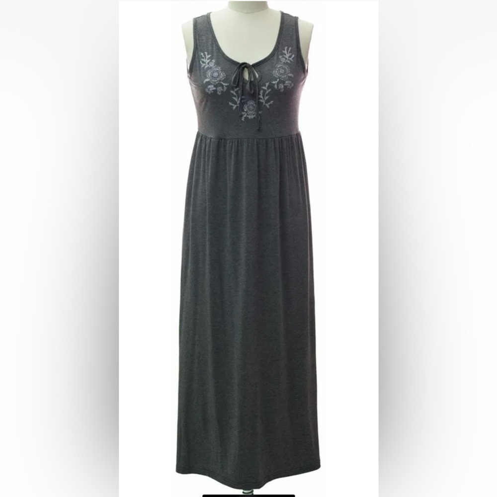 Ankle lengthEmbroidered Dresses Gray